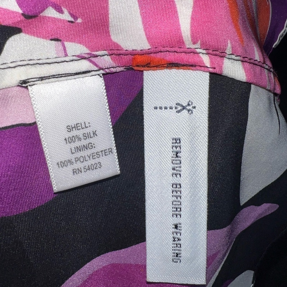 Vtg Banana Republic Petites 8 Black Purple Floral 100% Silk Mini Dress 8P - Picture 13 of 15